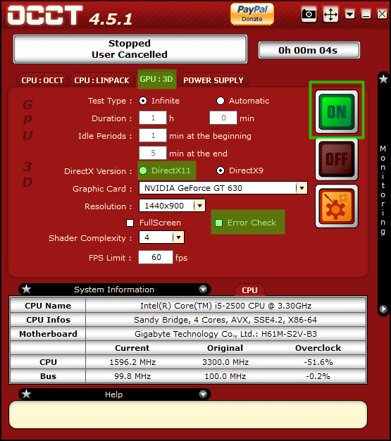 그래픽카드 테스트 프로그램 OCCT