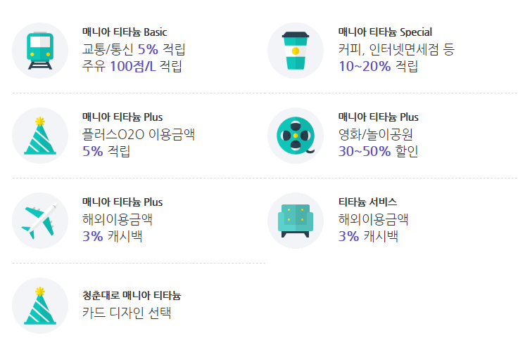 국민 매니아 카드 주요 혜택
