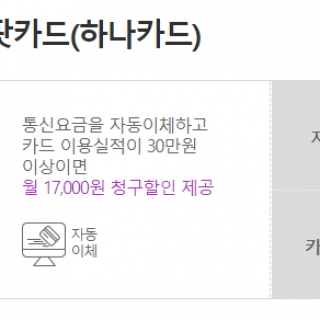 LG U+ 빅팟카드 통신비 17,000원 할인